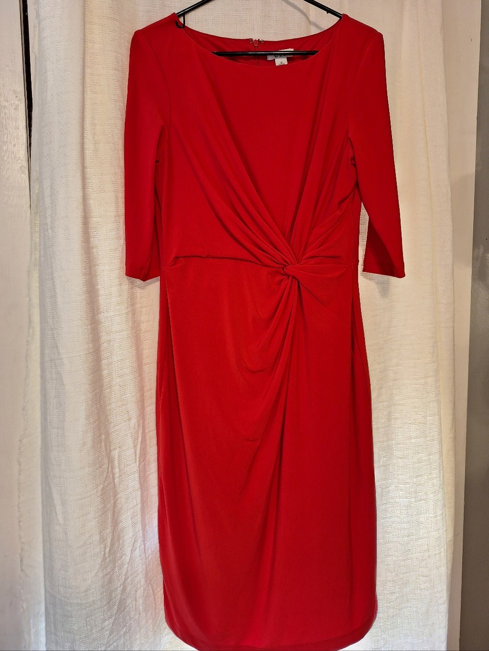 Cato Red Long-Sleeve Twist-Front Sheath Dress